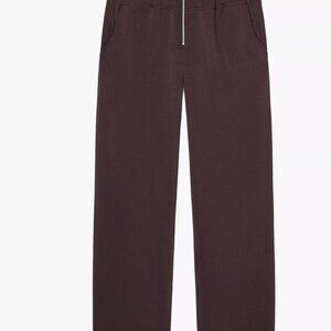 Zara ZW Collection Brown Straight-Leg Zipper Pants | Size Large | Minimal Chic